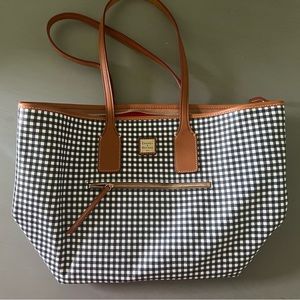 Dooney and Bourke navy gingham large tote bag